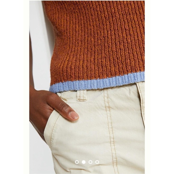Anthropologie Pilcro Easy Breezy Knit Brown Blue Trim Cami Tank Top Women Sz M - Picture 3 of 15